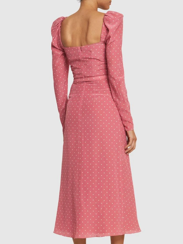 Alessandra Rich Polka Dot Print Draped Silk Midi Dress 2