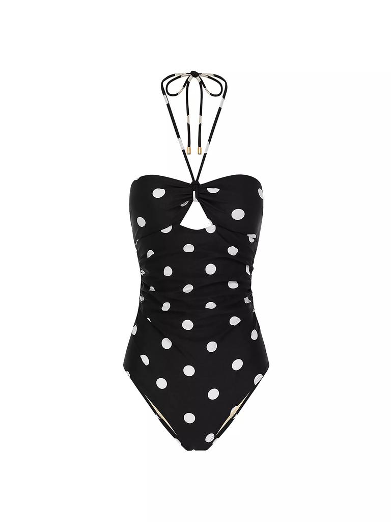 Peony Summer Polka Dot Halter One-Piece Swimsuit
