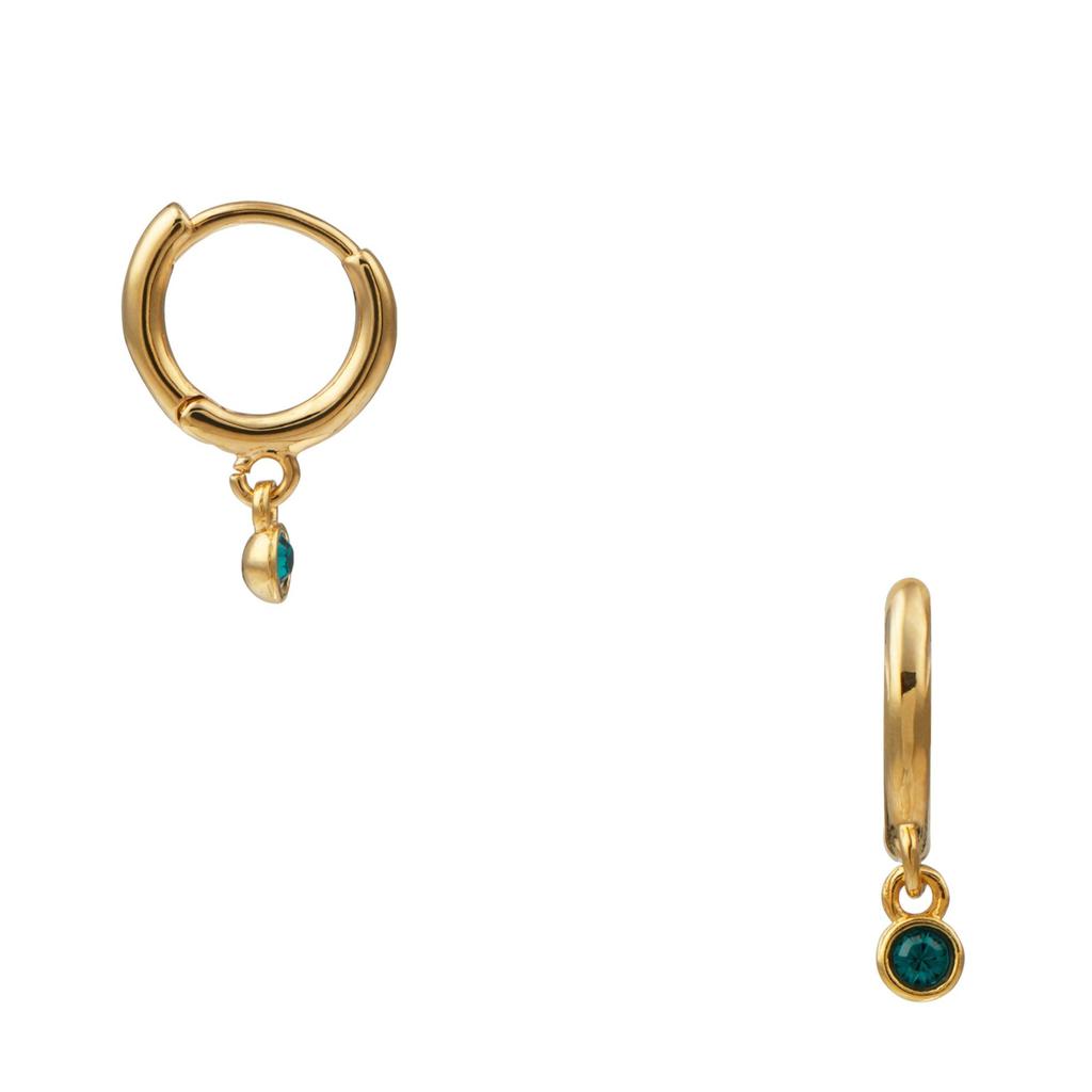 Orelia London Mini Emerald Drop Micro Hoop Earrings Made With Swarovski Crystals