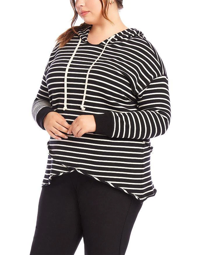 Karen Kane Striped Asymmetric Hem Hooded Sweatshirt 3