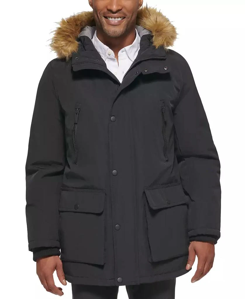 Club Room Men's Parka With A Faux Fur Hood Jacket Yellow Size X-Large