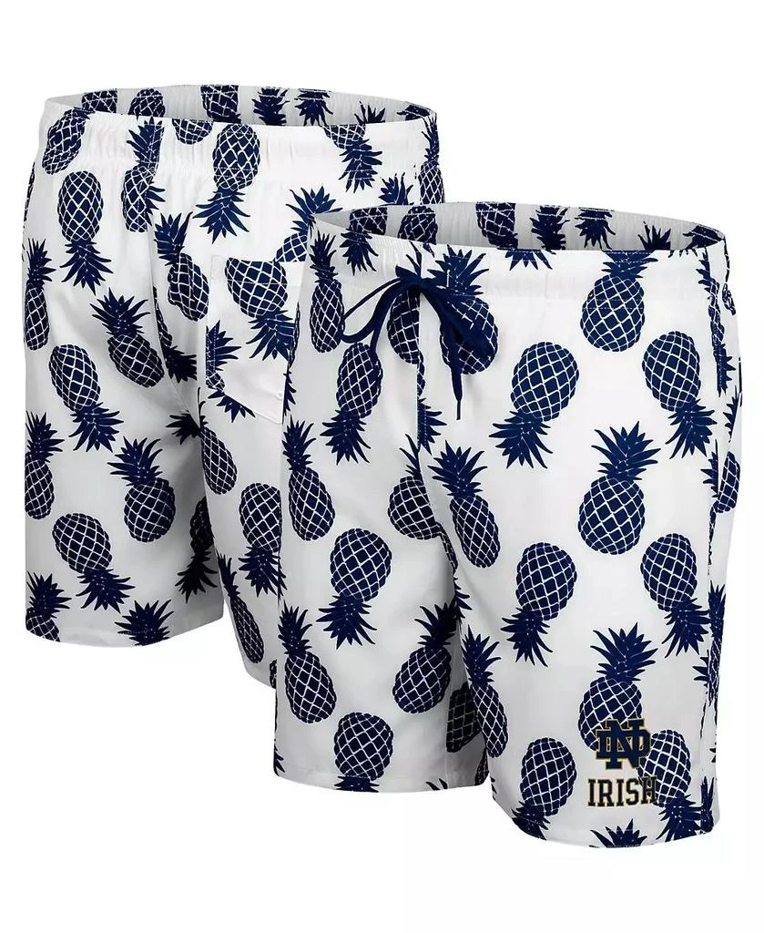 Colosseum Men's White and Navy Notre Dame Fighting Irish Pineapple Swim Shorts 1