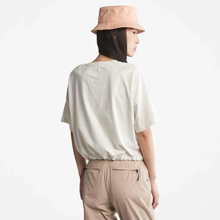 Timberland Cropped T-Shirt with Drawstring Hem for Women in White 2