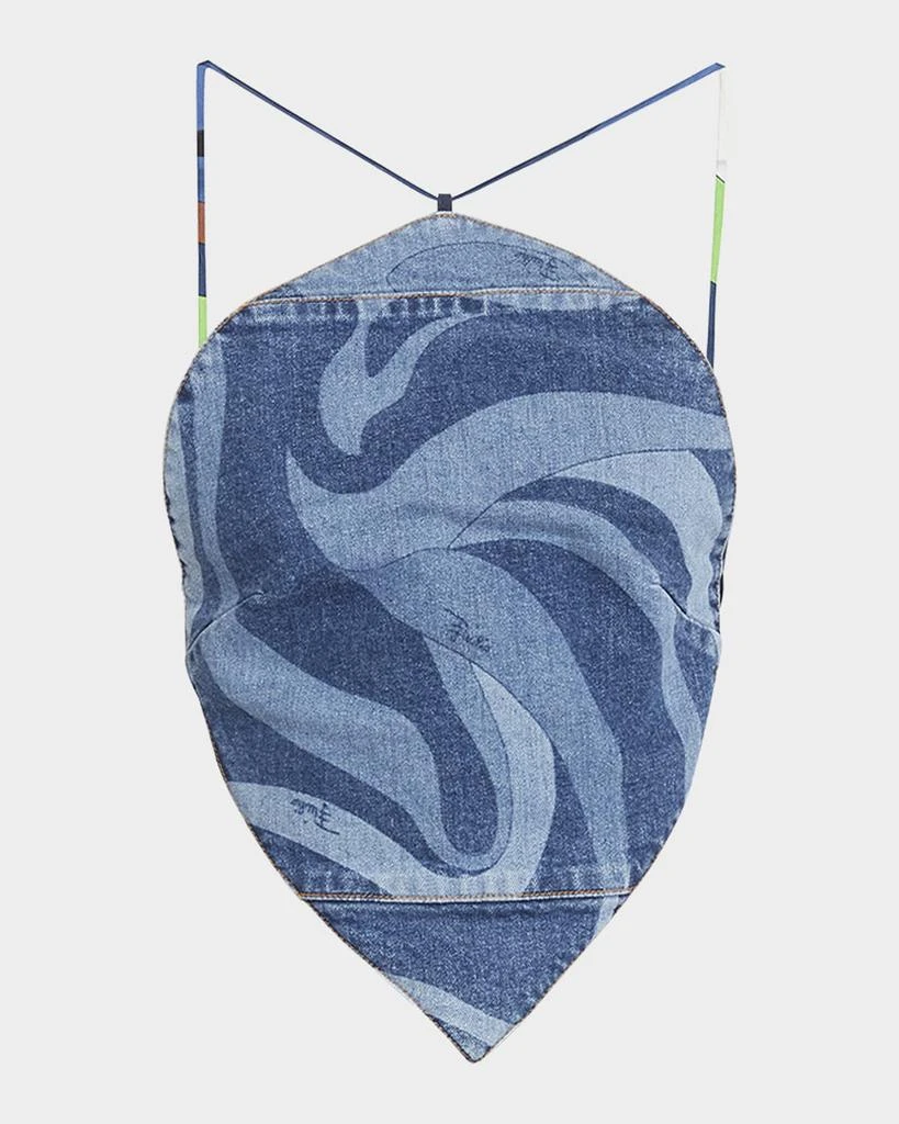 EMILIO PUCCI Swirl-Print Strappy Backless Crop Halter Top 1