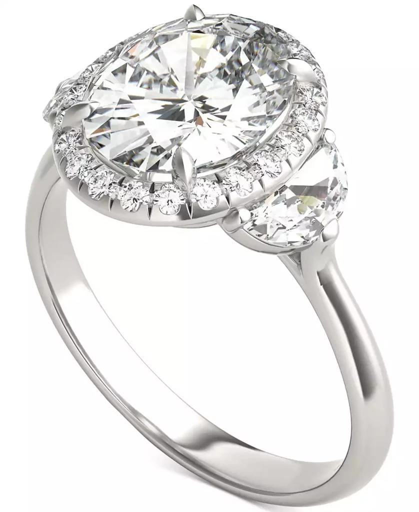 Charles & Colvard Moissanite Oval Halo Three Stone Ring (3-3/4 ct. t.w.) in 14K White Gold 1