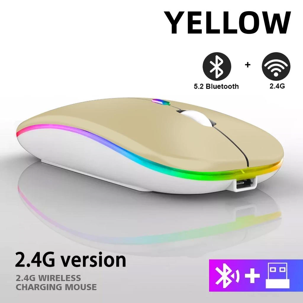 Cypherime Rechargeable Bluetooth Wireless Mouse with 2.4GHz USB RGB 1600DPI Mouse for Computer Laptop Tablet PC Macbook Gaming Mouse Gamer 4