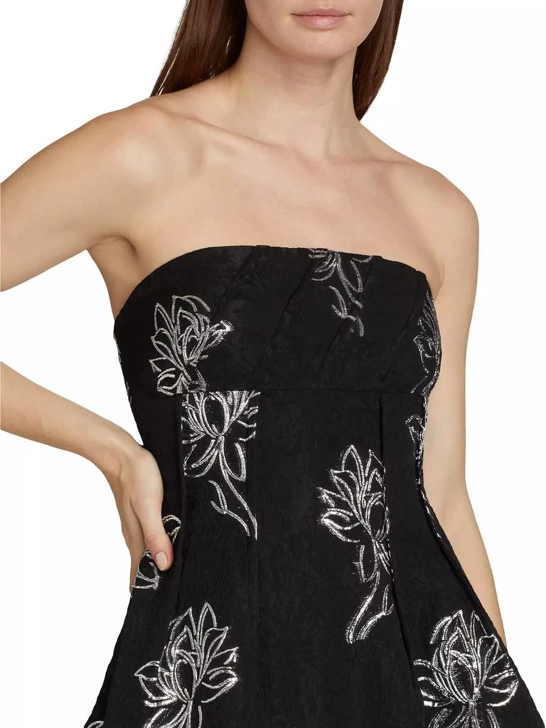 Monique Lhuillier Naomi Floral Jacquard Strapless Minidress 6