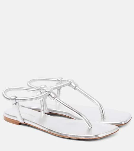 Gianvito Rossi Juno metallic leather thong sandals 1