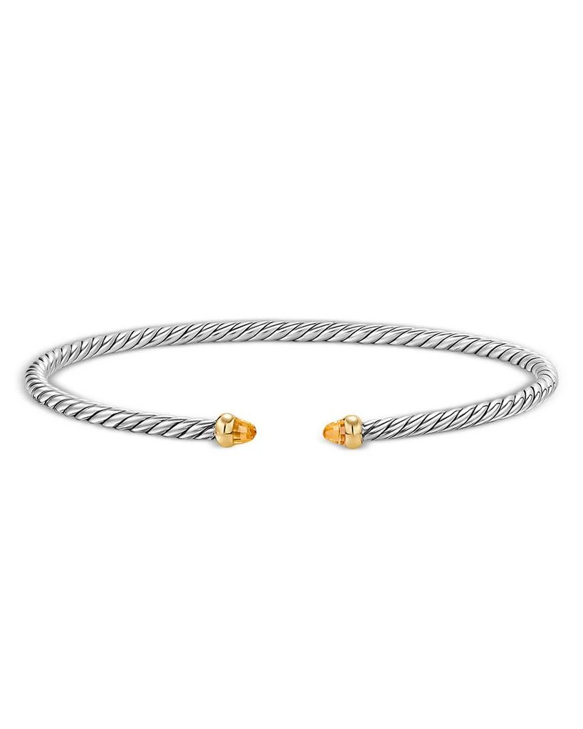 David Yurman Micro Cable Flex® Bracelet in Sterling Silver with 14K Yellow Gold and Citrine, 2.6mm 3