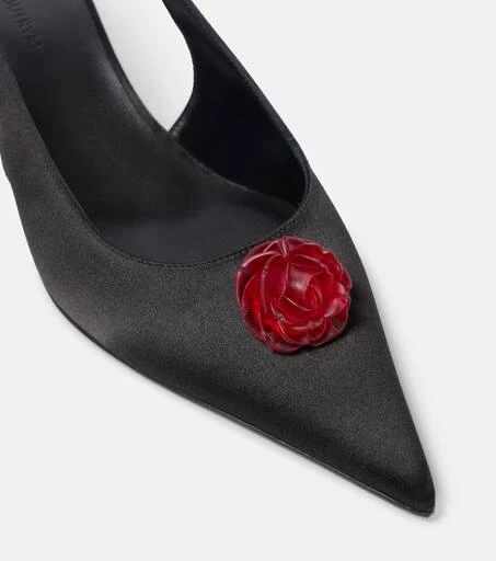 Magda Butrym 45 floral-appliqué satin slingback pumps 5