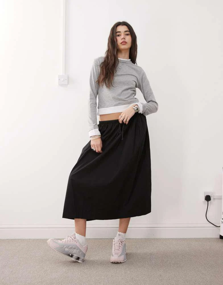 COLLUSION COLLUSION tie low rise maxi skirt in black 1