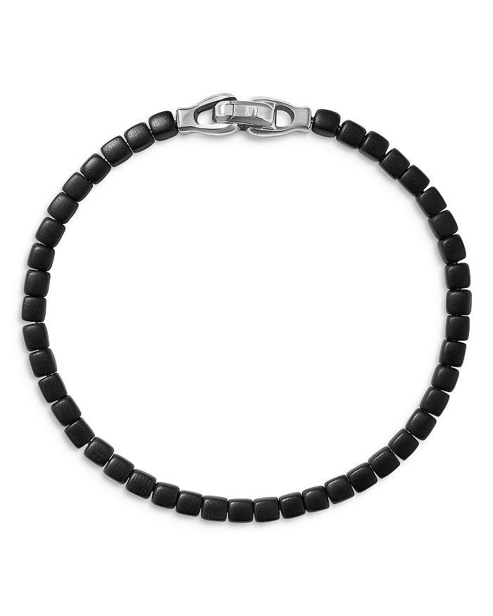 David Yurman Men's Sterling Silver Spiritual Beads Onyx Bead Bracelet