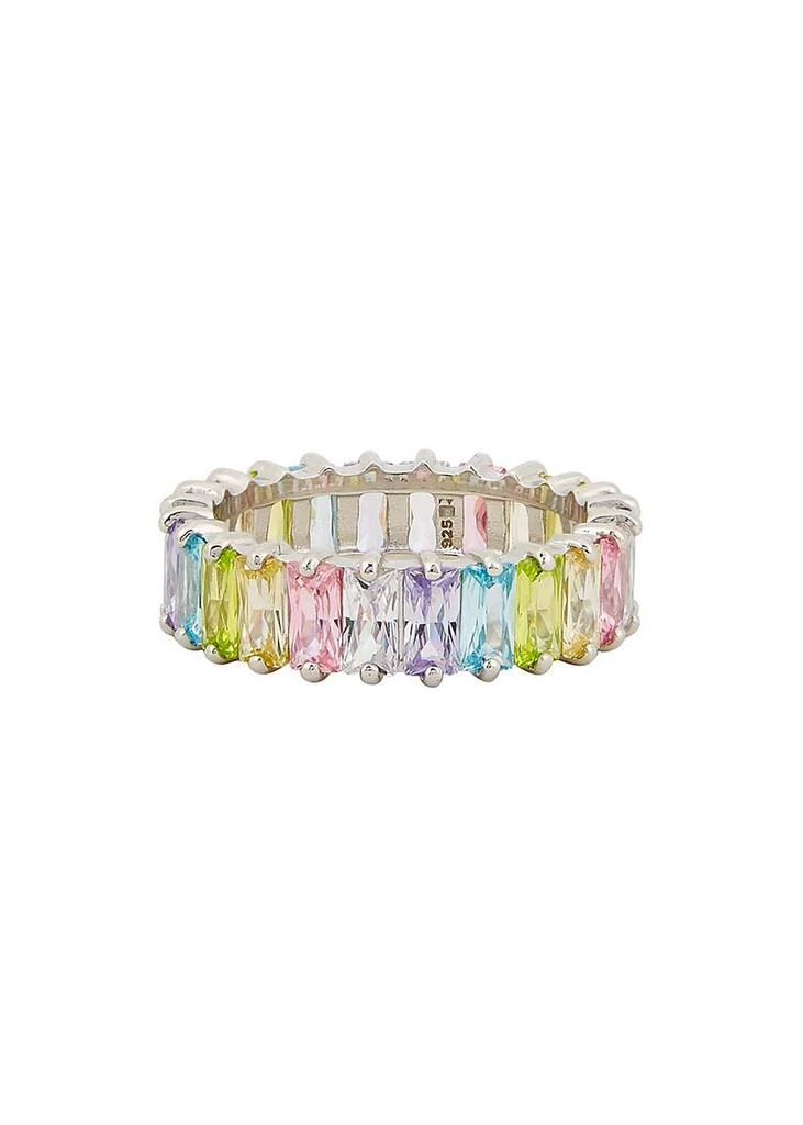 ROSIE FORTESCUE Crystal-embellished white rhodium-plated ring 1