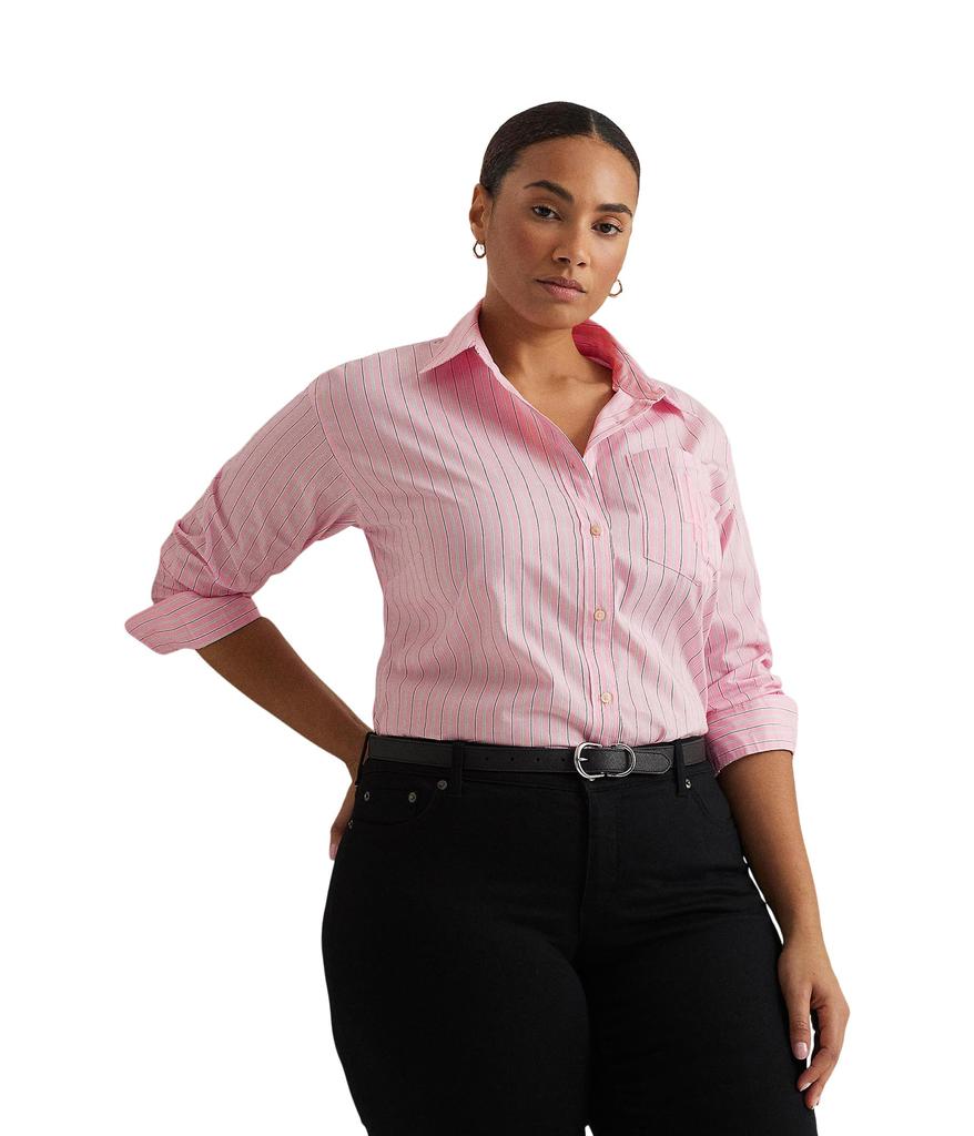 LAUREN Ralph Lauren Plus-Size Relaxed Fit Striped Broadcloth Shirt