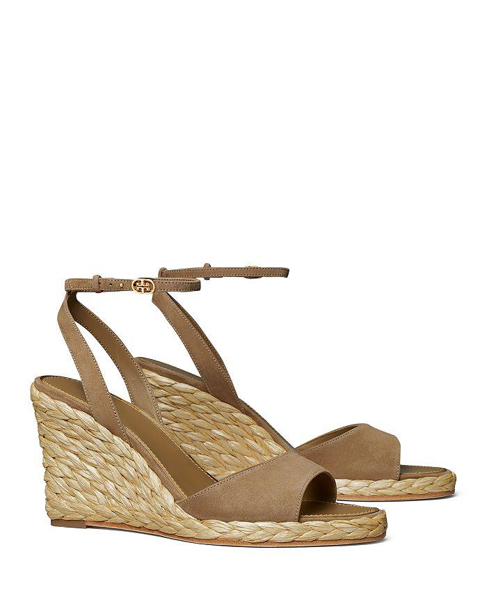 Tory Burch xWomen's Double T Ankle Strap Espadrille Wedge Sandals