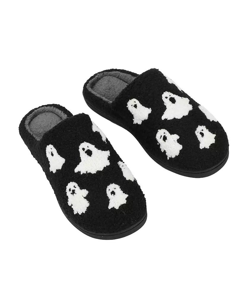 Generic Men's Halloween Ghosts Black Slippers - L
