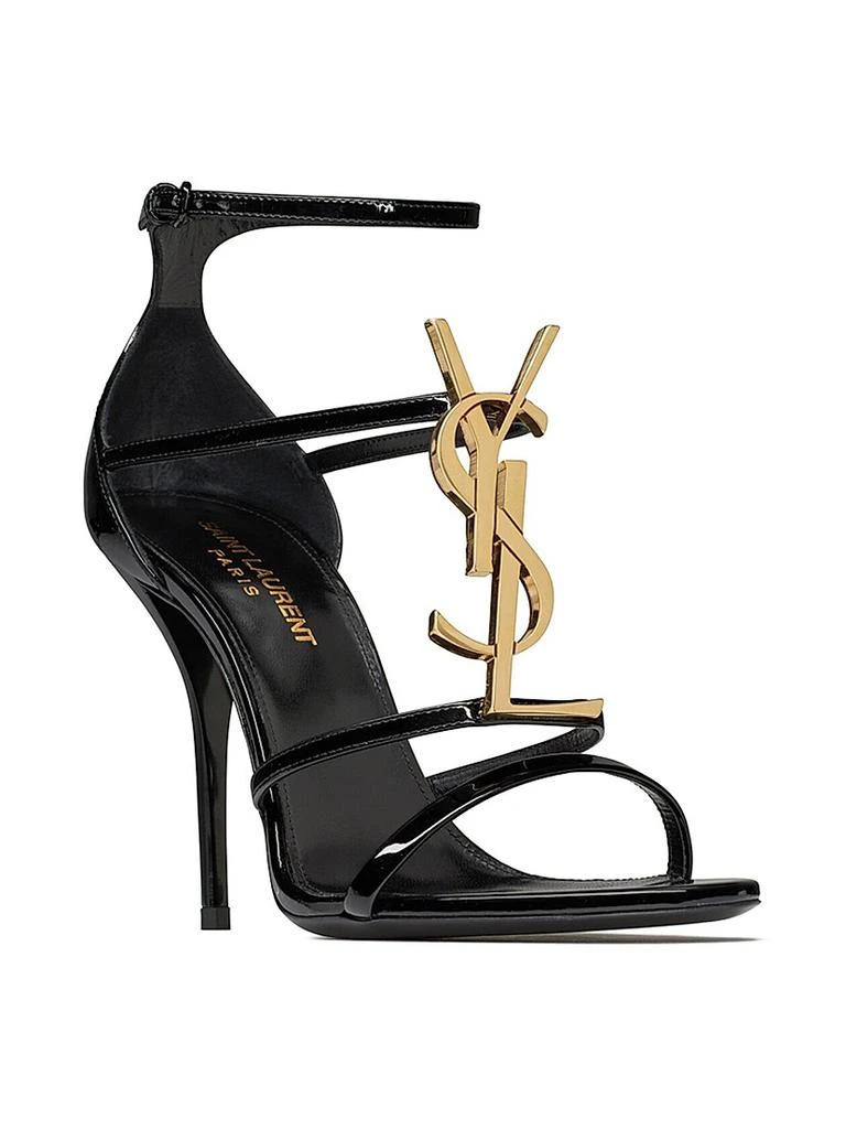 Yves Saint Laurent Cassandra Sandals In Patent Leather With Gold-tone Monogram 2