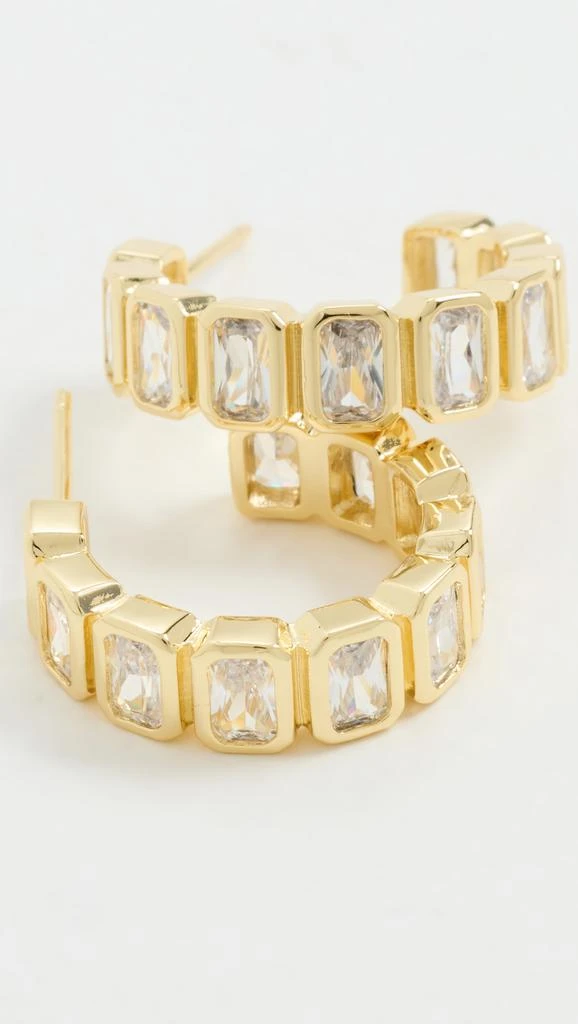 By Adina Eden Colored Bezel Baguette Open Hoop Earrings 3