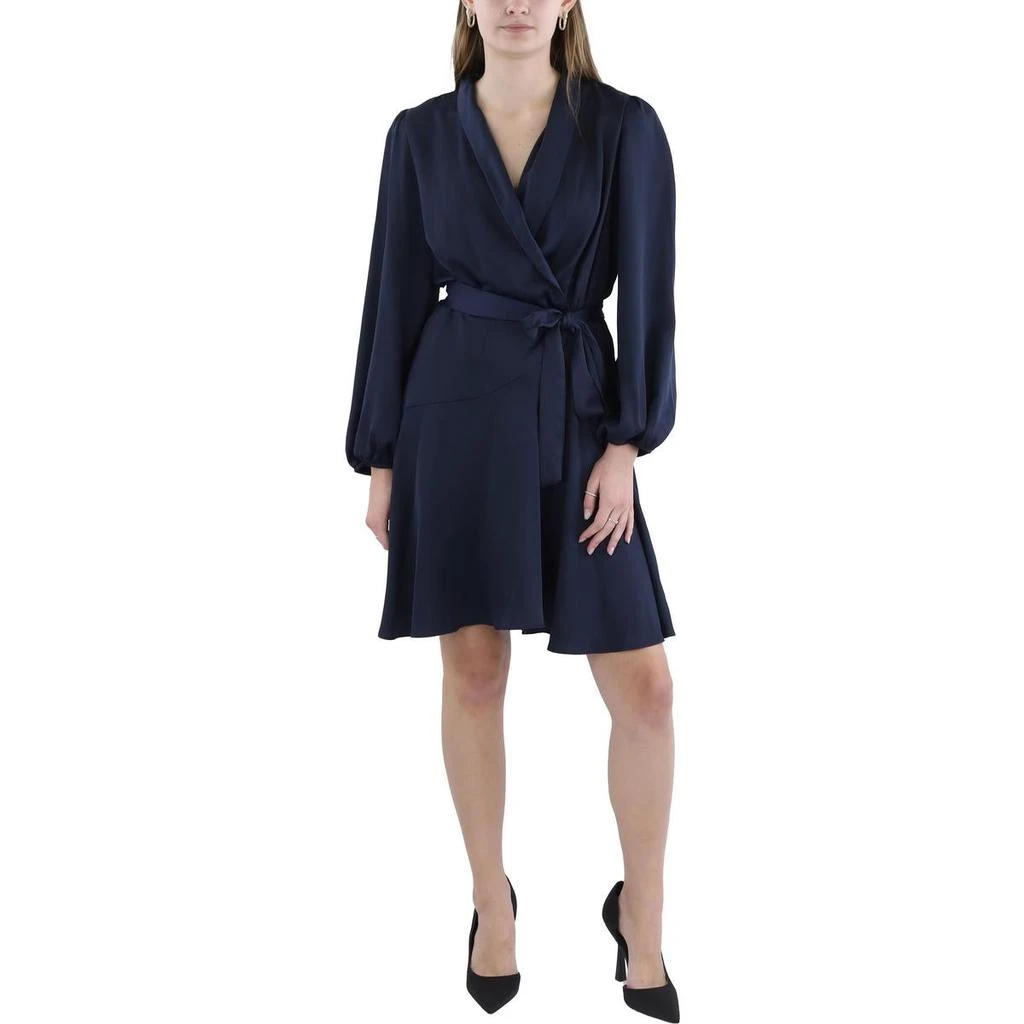 Gabby Skye Womens Collared Above Knee Wrap Dress 1