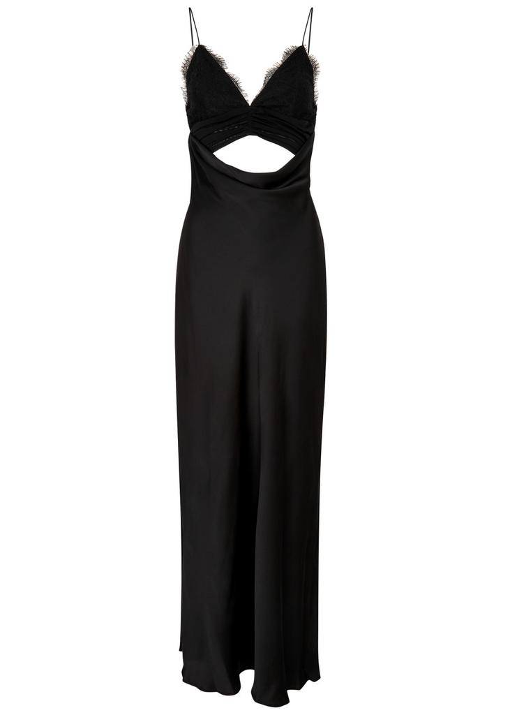 Misha Maxxy cut-out satin maxi slip dress