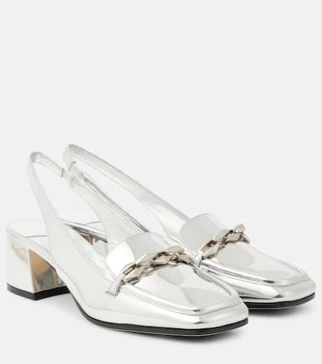 Jimmy Choo Diamond Tilda metallic leather slingback pumps 1