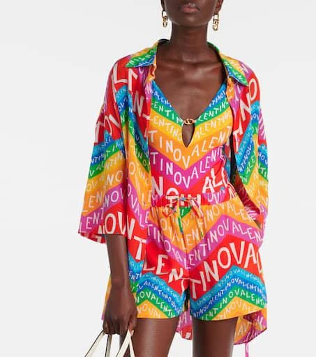 Valentino Logo silk shirt dress 4