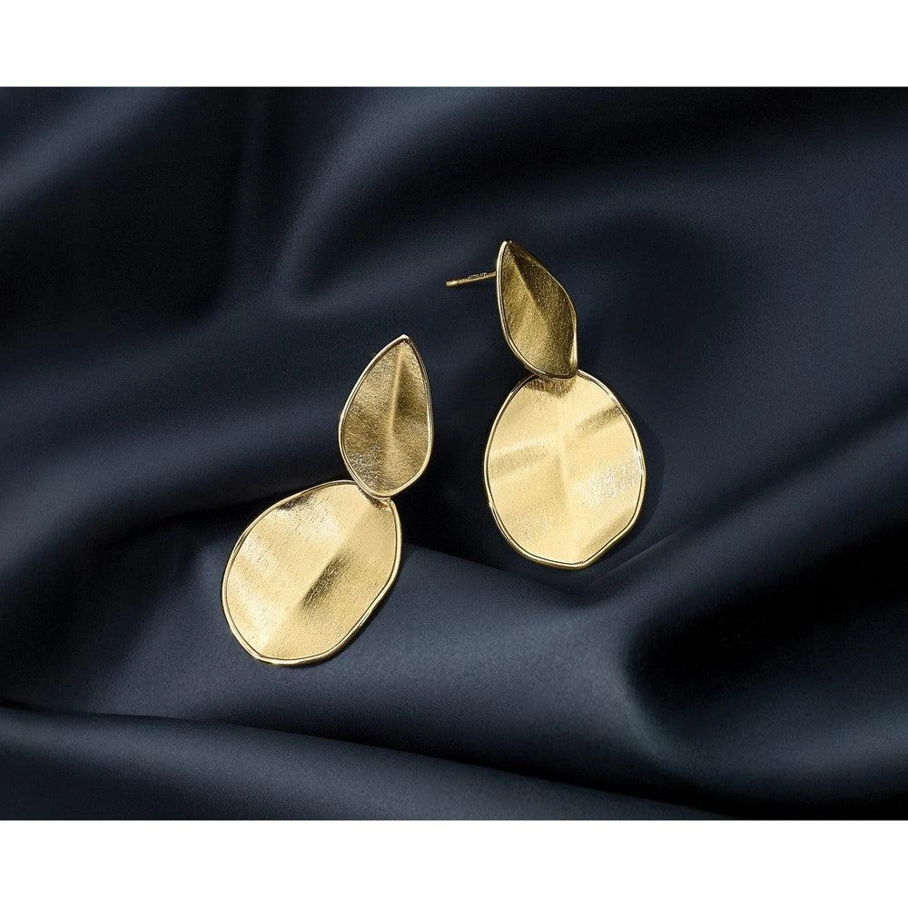 Diamond2Deal 14k Yellow Gold Polished Textured Drop Dangle Earrings 5