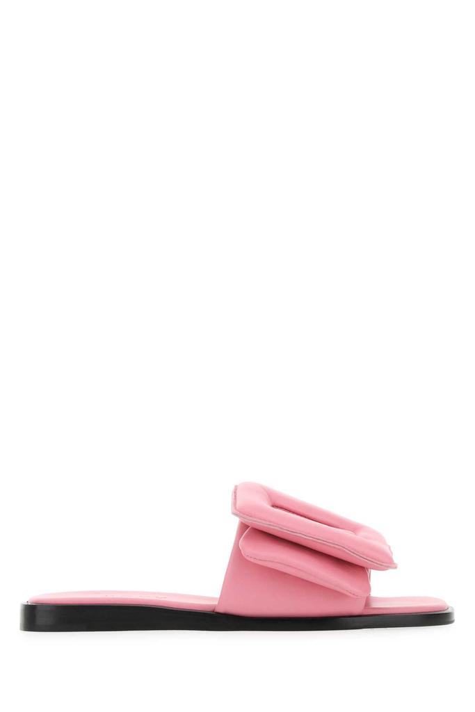 Boyy Pink Leather Puffy Slippers