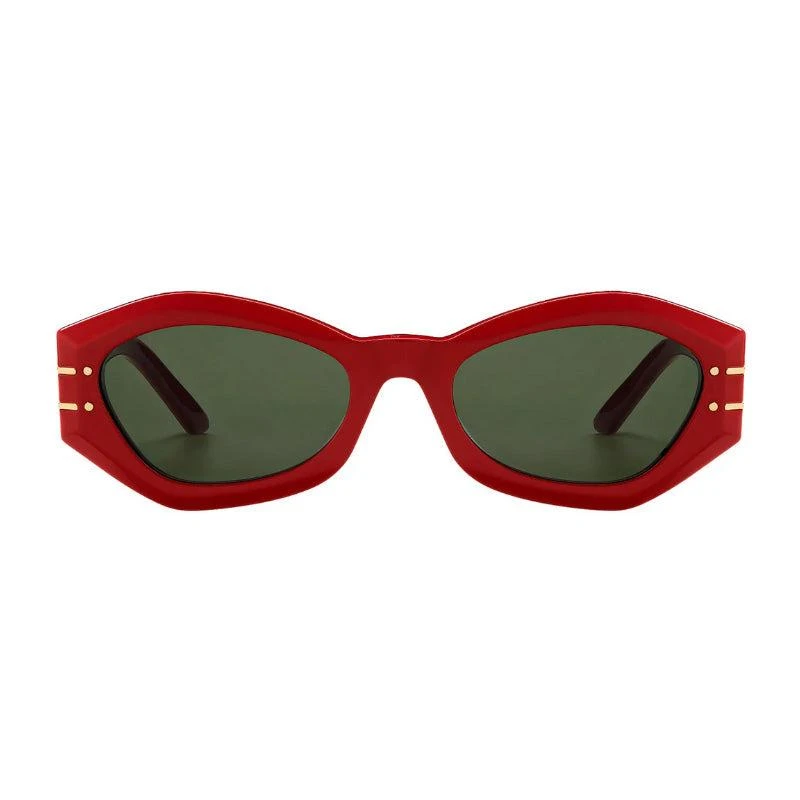 Dior Dior Cat Eye Full Rim, with a Red frame and Green lens. 2