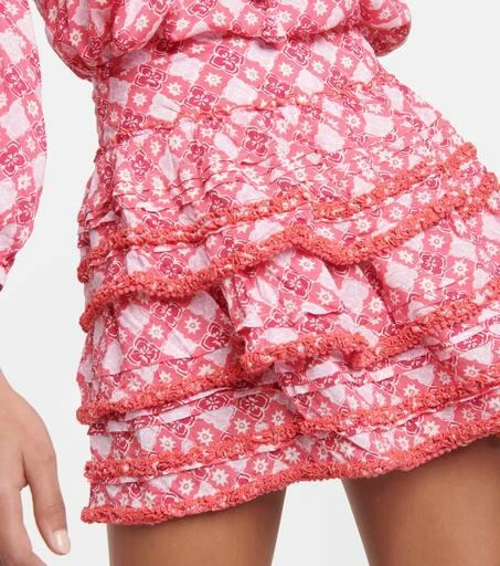 Poupette St Barth Bibi printed tiered miniskirt 4