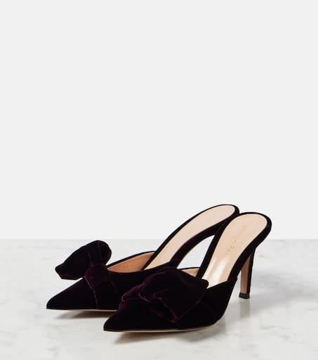 Gianvito Rossi 85 bow-detail velvet mules 4