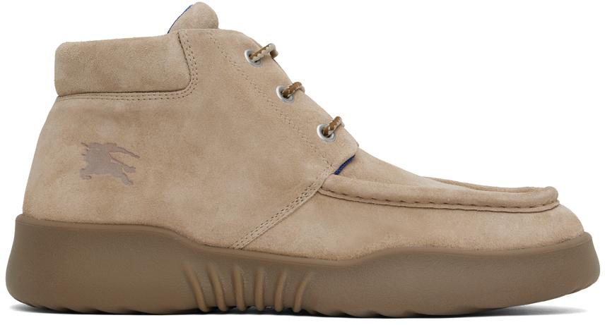 Burberry Beige Suede Log Boots