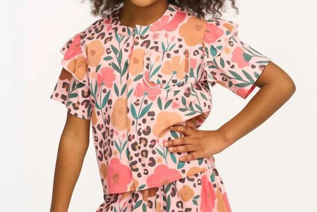 Chaser Chaser - Girl's Anise Print Ruffle Top 1