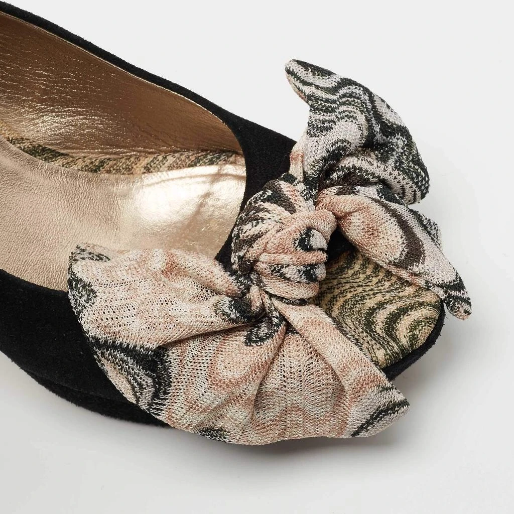 Missoni Missoni Black Suede and Fabric Bow Peep Toe Slingback Pumps Size 40 7
