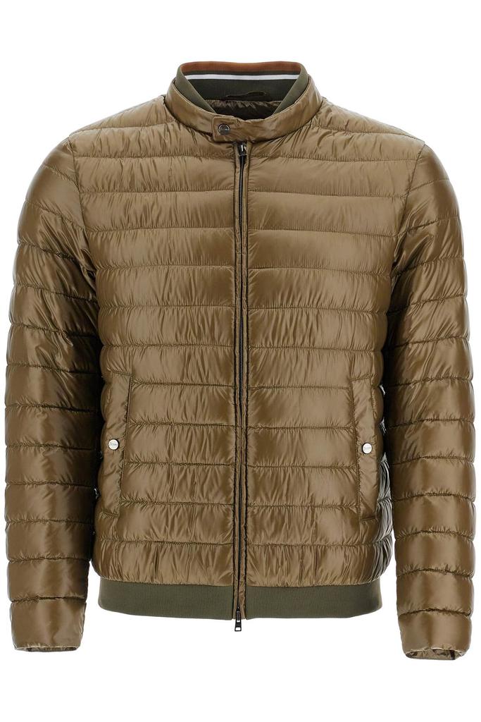 Herno military green down jacket in polyamide with high collar