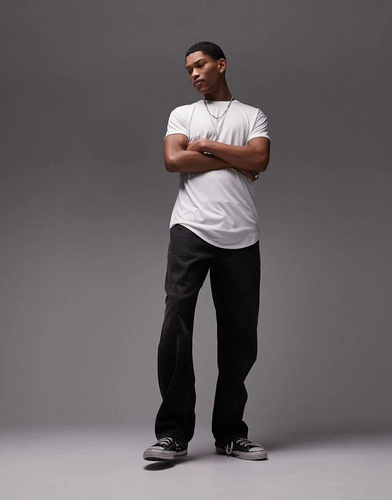 Topman Topman longline t-shirt in white 4