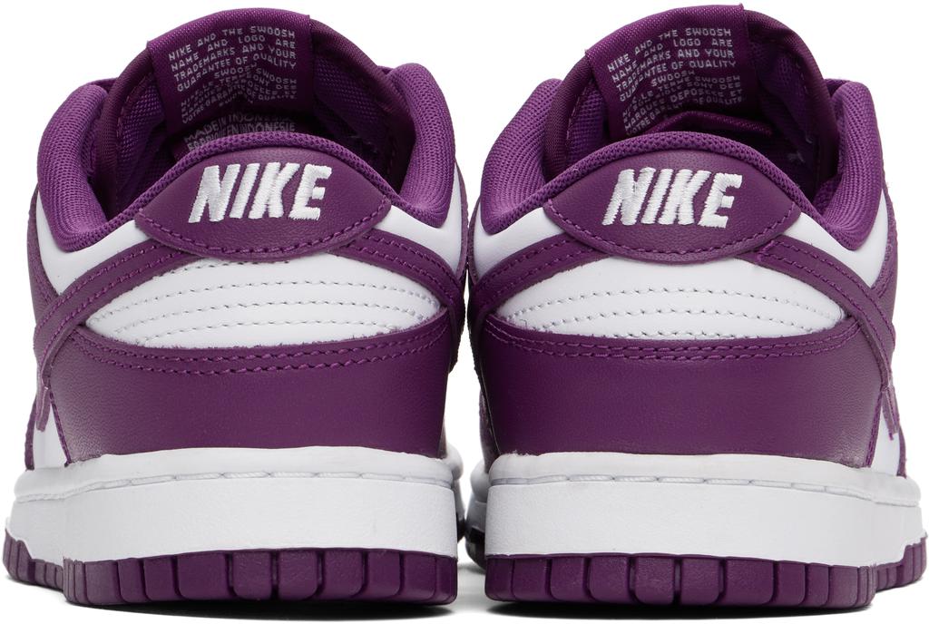 NIKE White & Purple Dunk Low Retro Sneakers