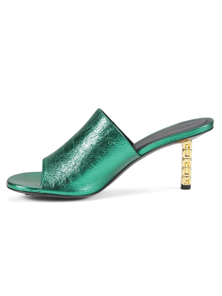 Givenchy 70MM Metallic Leather G Cube Mules 4