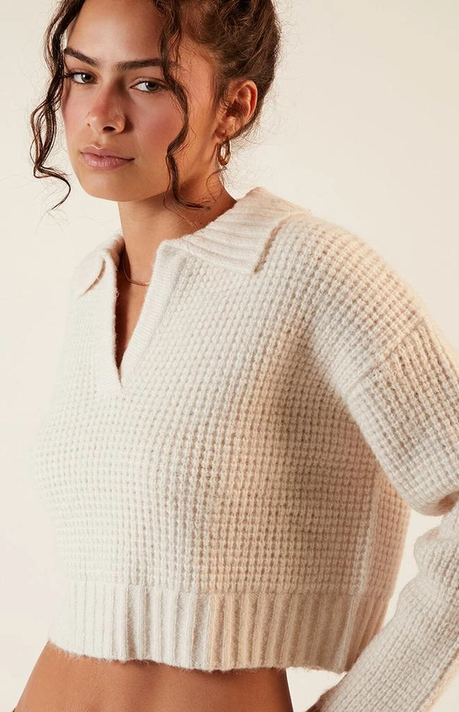 LA Hearts Gabriela Waffle Knit Collared Sweater 2