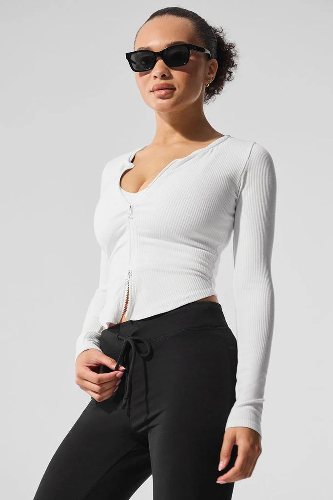 Alo Ribbed Stardust Long Sleeve - Black 3