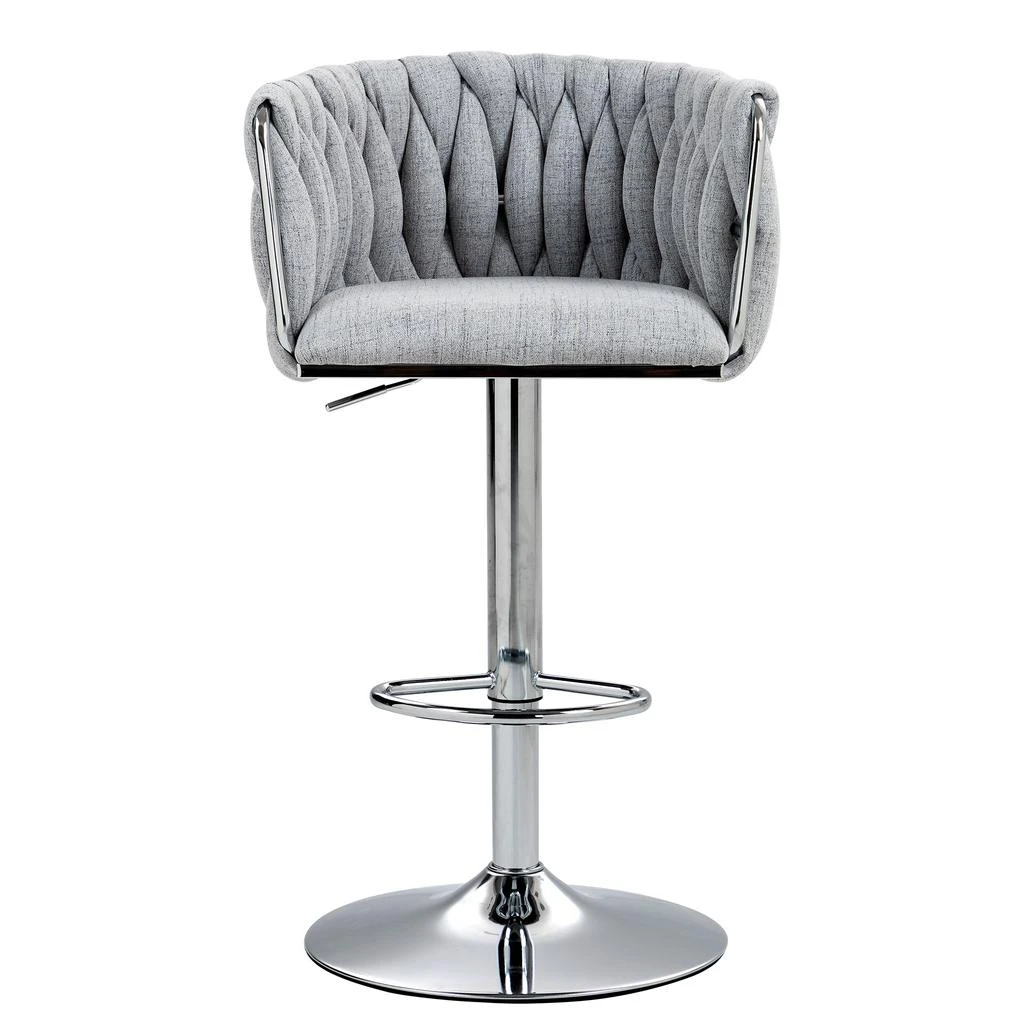Streamdale Furniture Streamdale 360° Fabric cover Swivel Bar Stools Set of 2 2