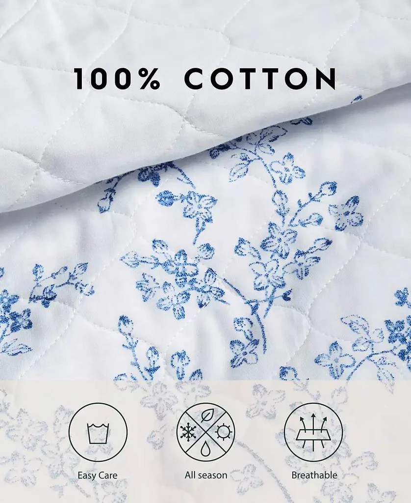Laura Ashley Flora Cotton Reversible 2 Piece Quilt Set 8
