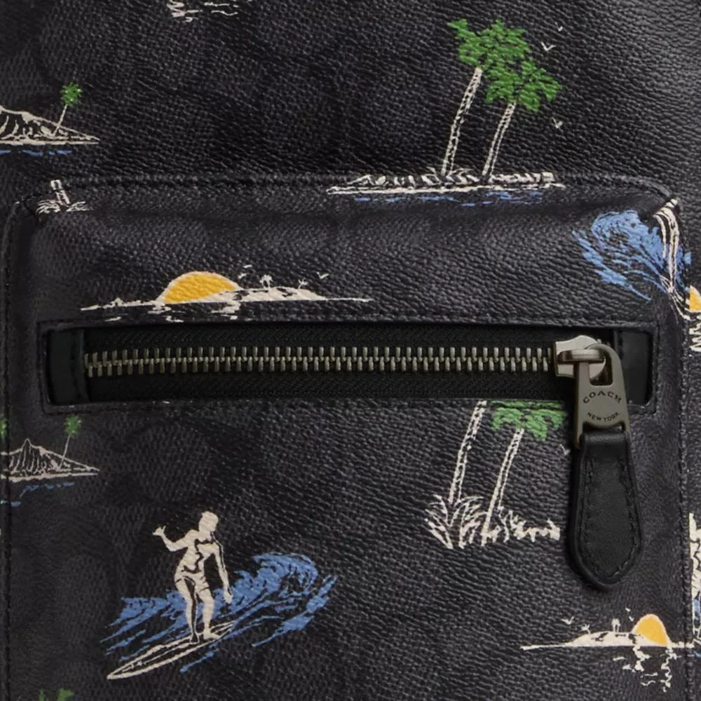 Coach West Pack In Signature Canvas W/Surf Print—Unisex—NEW W/Tags—$350–Great Coach West Pack In Signature Canvas With Surf Print  main image 4