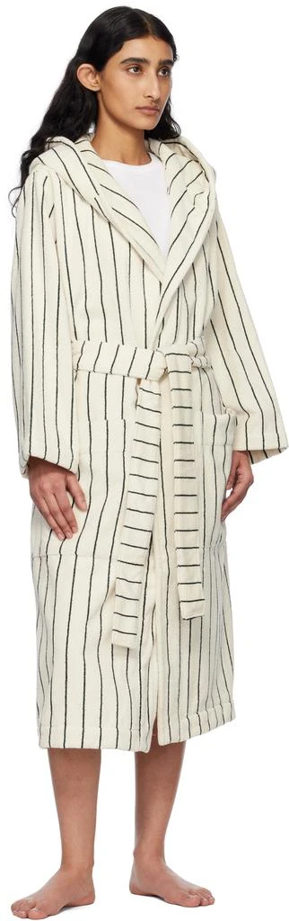 Tekla White & Green Terry Hooded Bathrobe 4