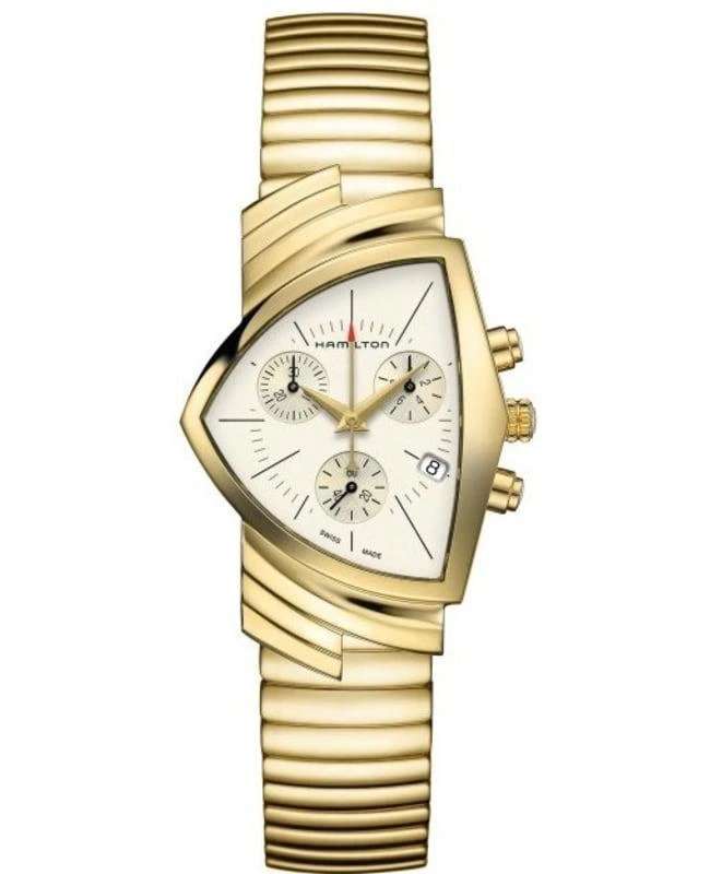 Hamilton Hamilton Ventura Chrono Quartz White Dial Yellow Gold PVD Steel Men's Watch H24422151 1