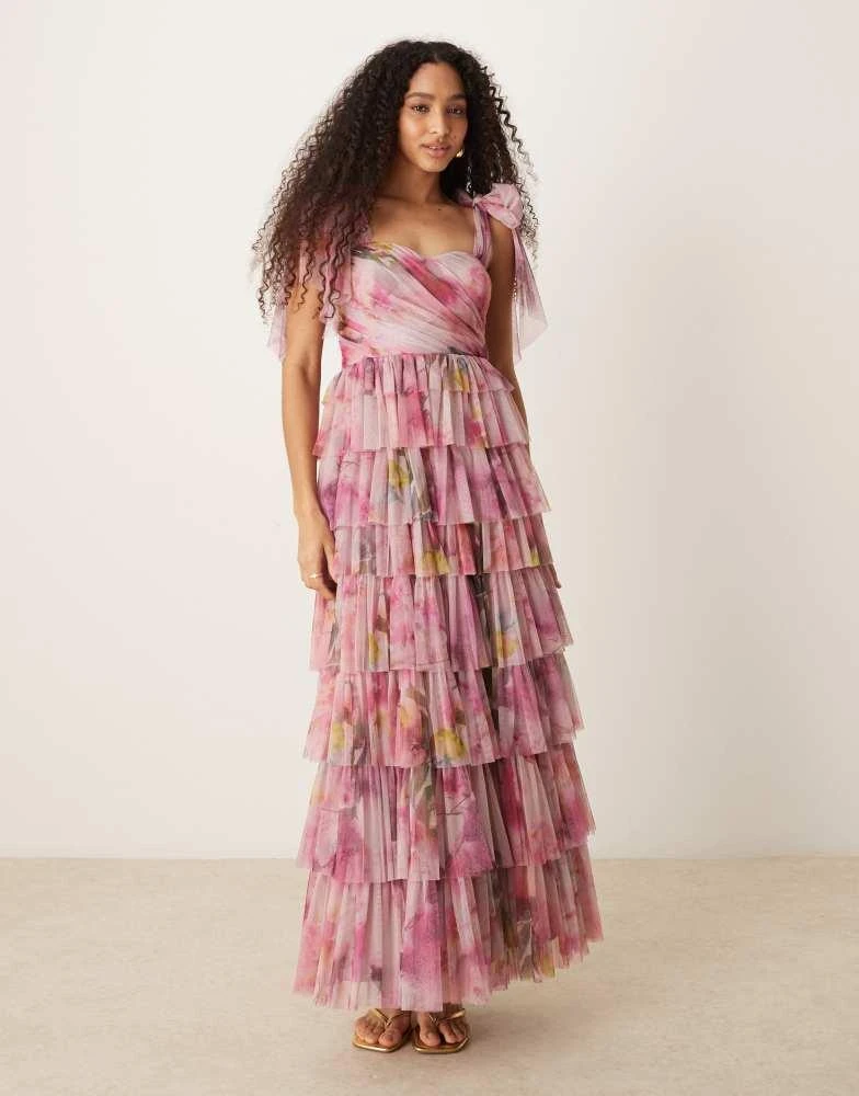 strapless open back dress Petal and Pup Women's Hilary Pleated Maxi Dress