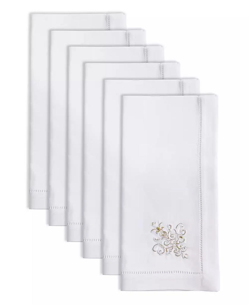 Saro Lifestyle Festive Holiday Ornament Embroidered Napkin Set of 6, 20"x20" 3