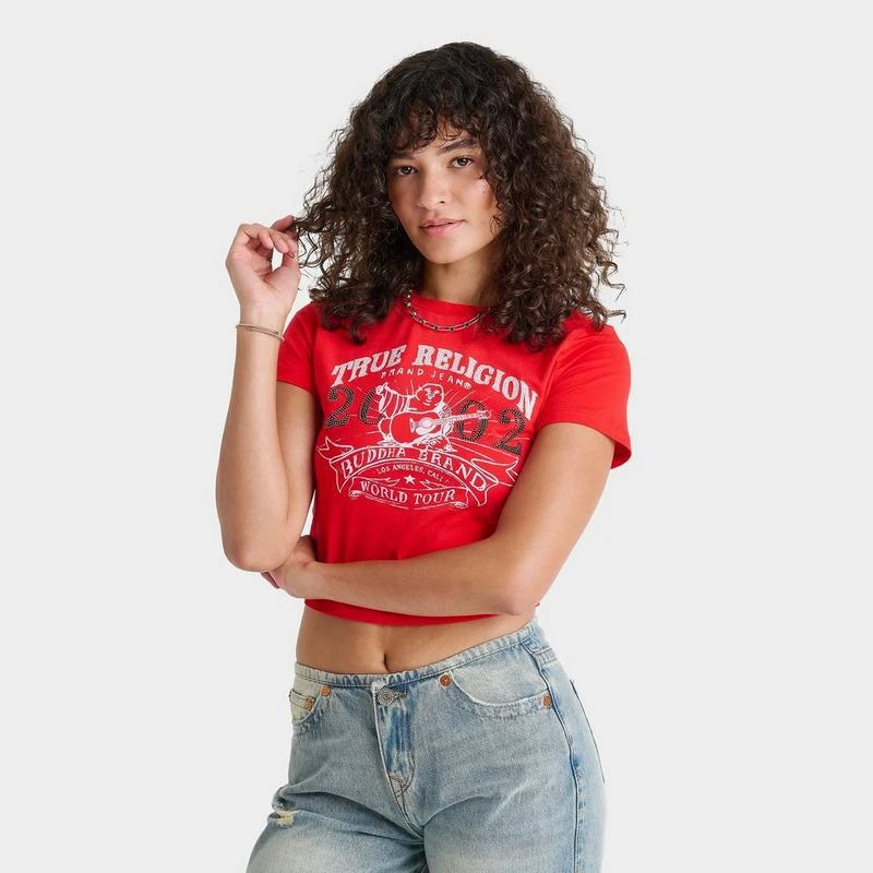 True Religion Women
s True Religion OG World Tour Buddha Crystal Baby T-Shirt 1
