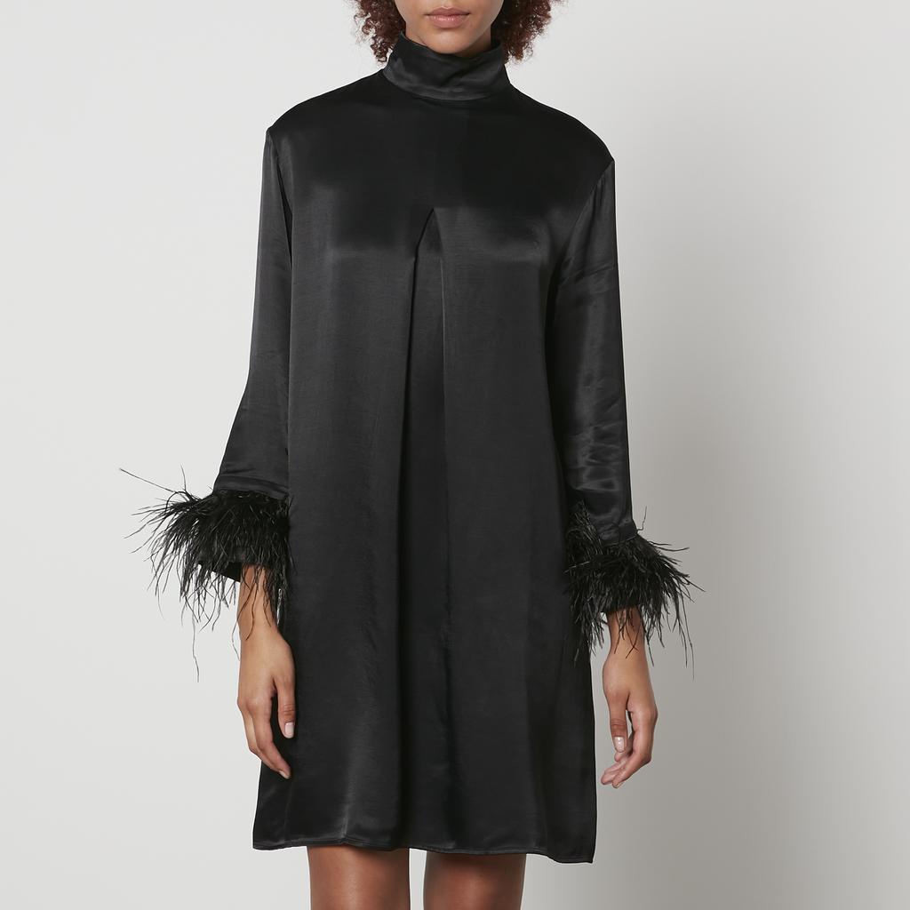 Sleeper Sleeper Party Shirt Feather-Trimmed Satin Dress