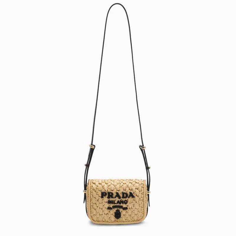 Prada Natural and black raffia shoulder bag 1